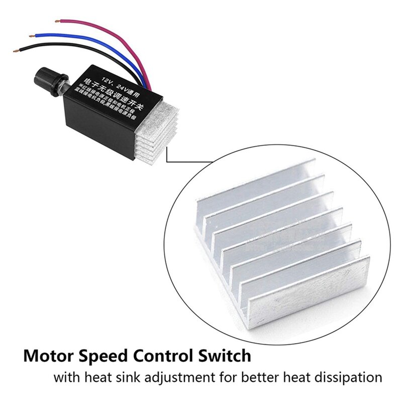 4Pc Motor Speed Regulator DC 12V/24V 10 A Motor Speed Controller Switch For Car Truck Fan Heater Control