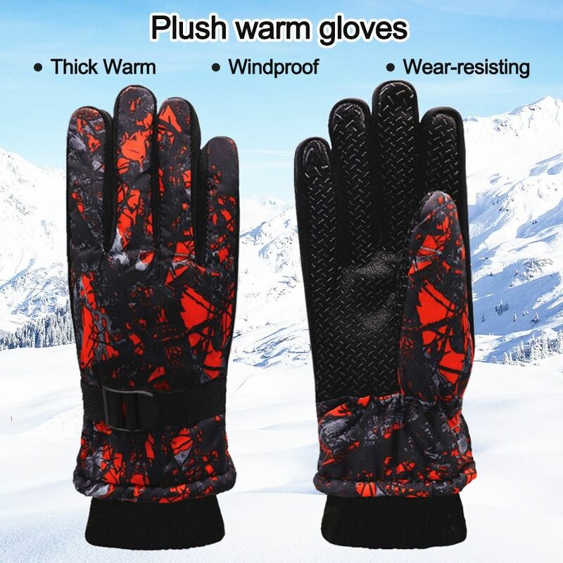 Детские Нескользящие теплые ветрозащитные водонепроницаемые перчатки с длинным рукавом для сноуборда