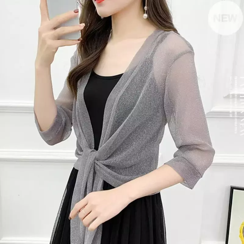 2024 letni sweter damski cienki krótki płaszcz z filtrem przeciwsłonecznym sukienka cienkie krótkie płaszcz krótkiego typu szal kurtka przeciwsłoneczna sweter