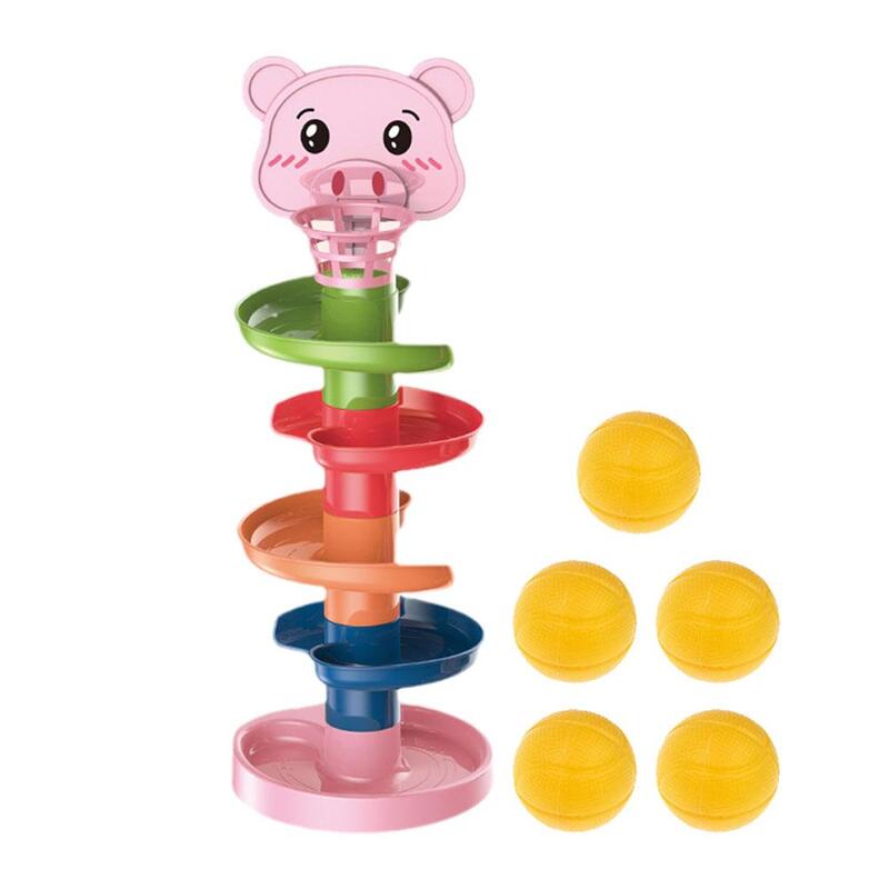 Rolling Ball Pile Tower Brinquedos para bebês, brinquedo educativo precoce, faixa giratória, empilhamento de brinquedo Ki, V9q4