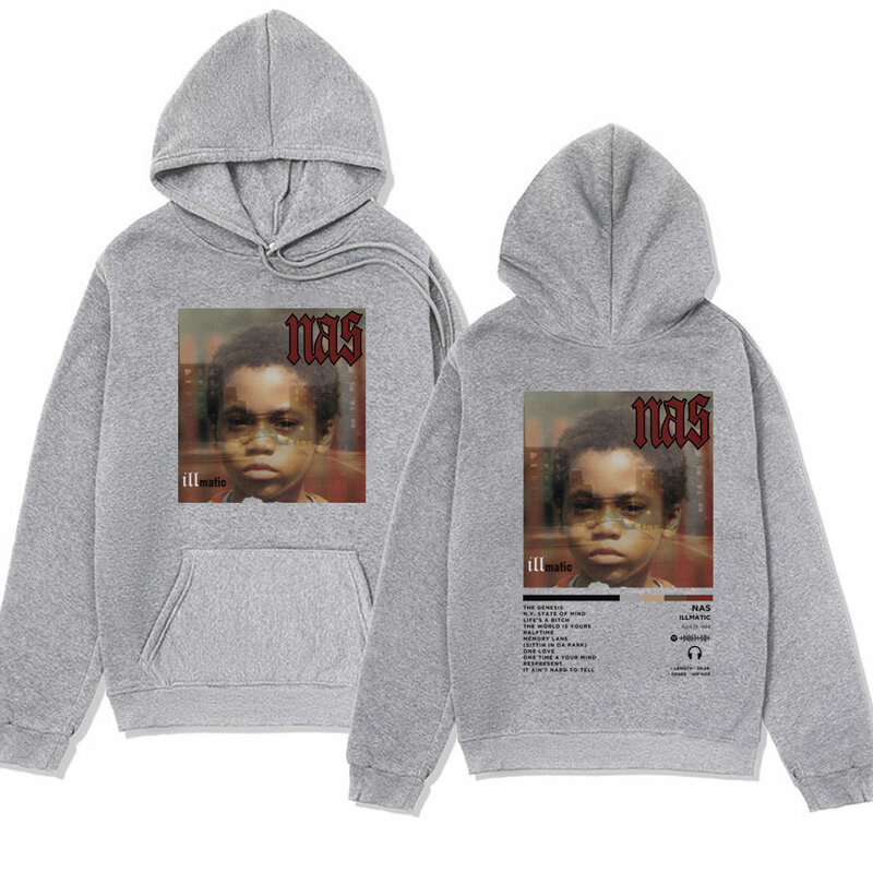 Rapper Nas Illmatic Album Cover felpa con cappuccio uomo donna abbigliamento moda Retro felpe Hip Hop felpe oversize Streetwear Pullover