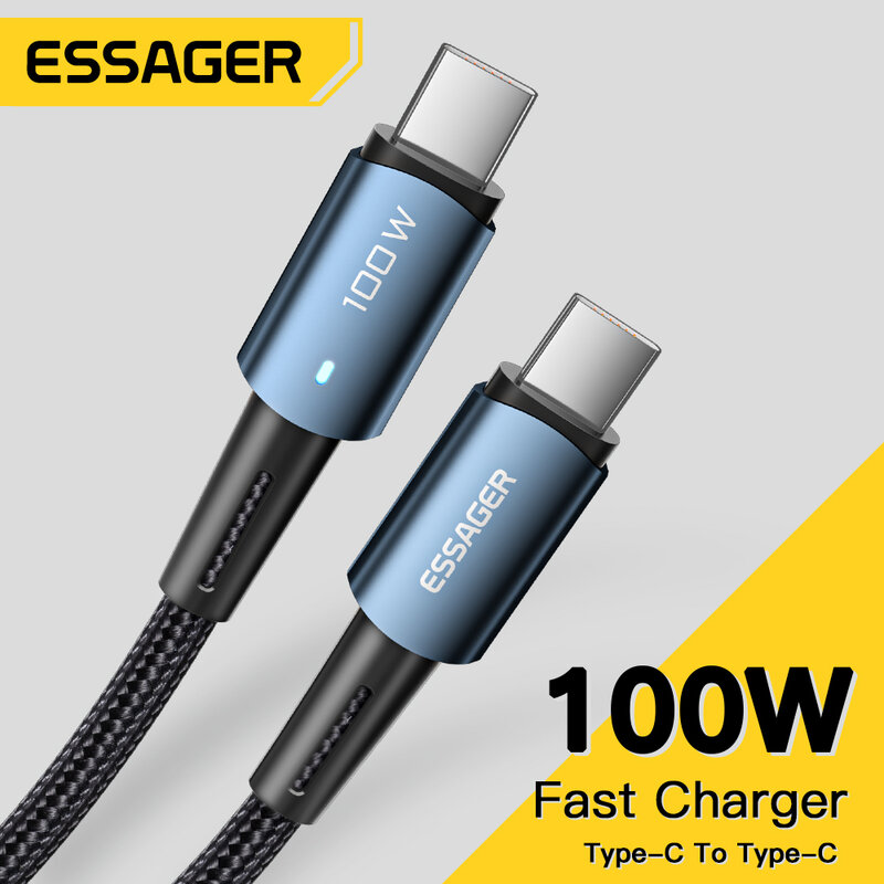 Essager – câble USB C vers USB C PD100W 60W Charge rapide pour téléphone portable cordon de chargement pour Xiaomi Samsung Huawei Macbook iPad