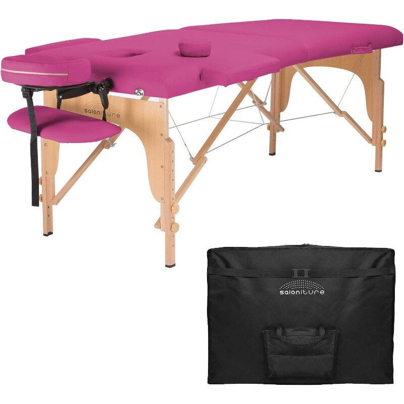 Mesa de masaje plegable portátil profesional con estuche de transporte, negro