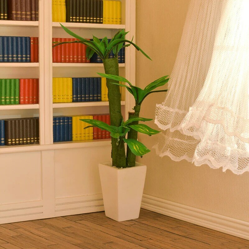 Vaso de flores brancas para decoração de Dollhouse Vaso de sala de estar Miniatura Doll House Acessórios de jardim 1/12 1pc