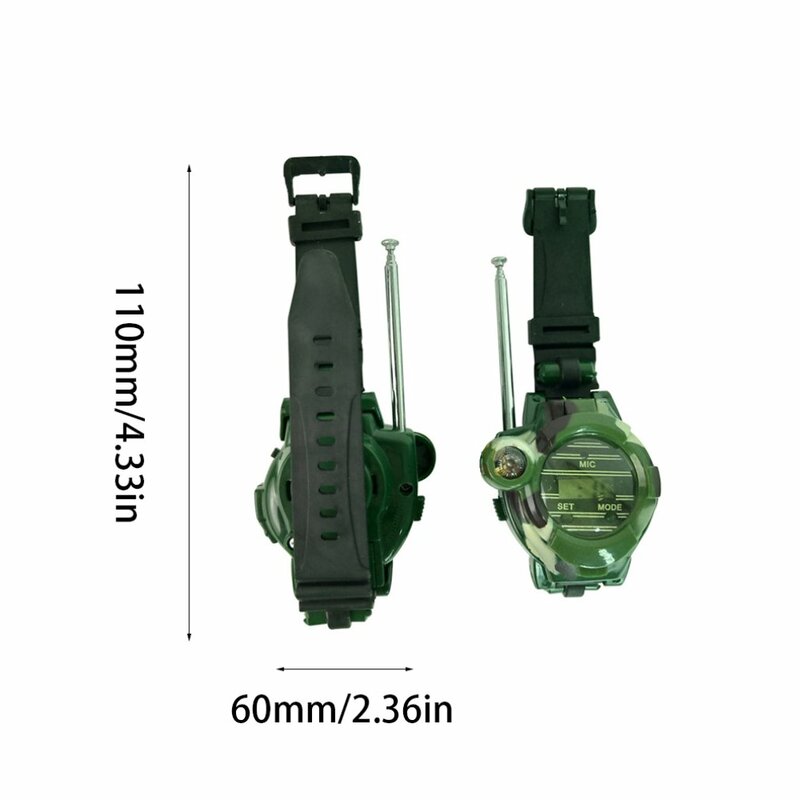 2Pcs New  Walkie Talkies Watches Toys for Kids 7 in 1 Camouflage 2 Way Radios Mini Walky Talky Interphone Clock Children Toy
