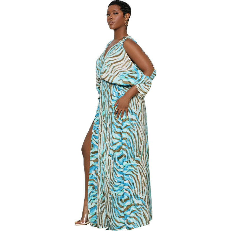2022 africano vestidos de impressão verão moda estilo africano feminino com decote em v poliéster vestido longo africano vestidos para mulher
