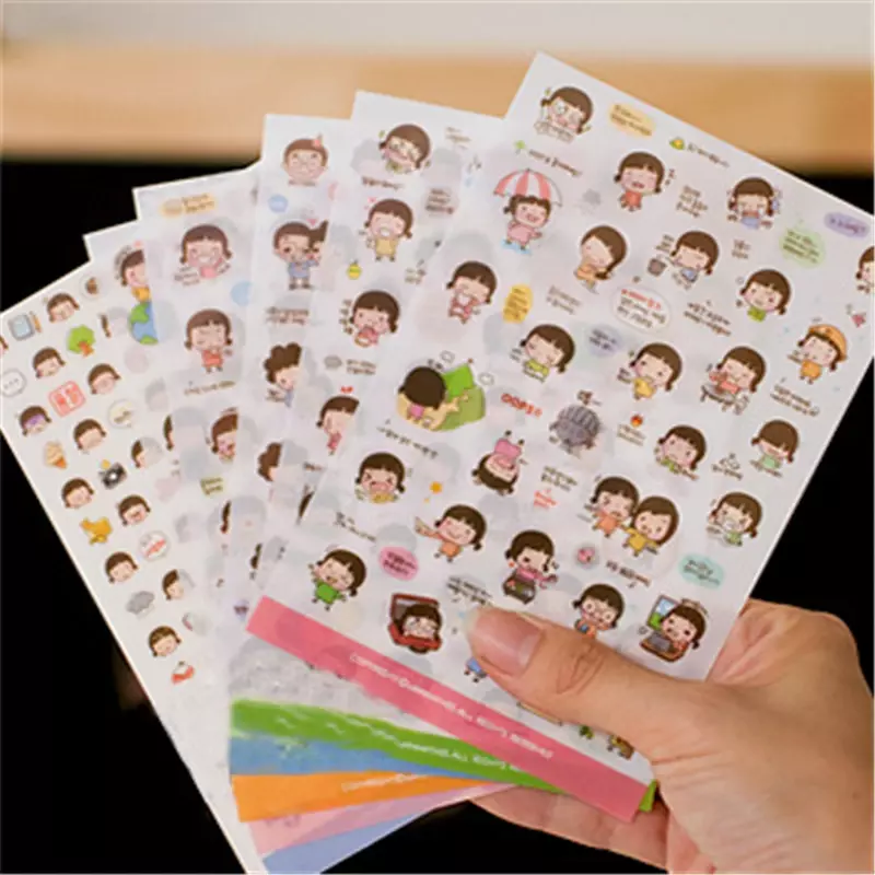 G211 Korean stationery cute creative cartoon South Korea Momoi girl sticker biscuit girl sticker Office supplies for students