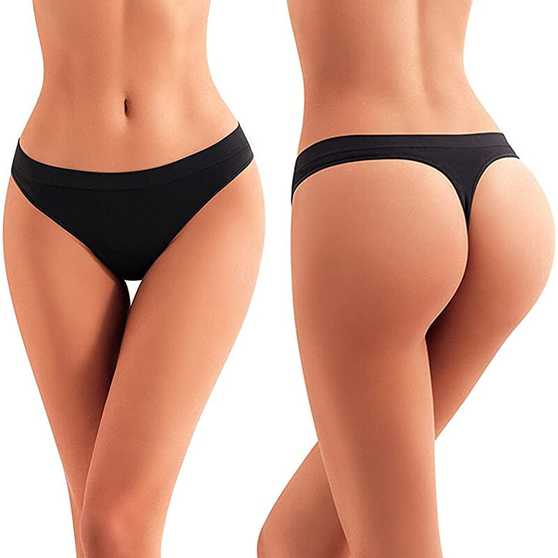 สตรี Thongs กางเกงผ้าฝ้ายบราซิลกางเกง M-XXL Low-Rise เซ็กซี่สีทึบชุดชั้นในกางเกงสบายกางเกง