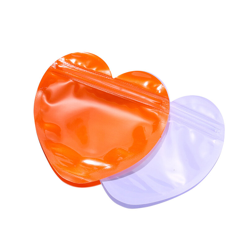 10 Stück schillernde Zip-Lock-Tasche transparente Herz-Kunststoff-Siegel beutel für Schmuck Display Halskette Ohrringe Armband Verpackung