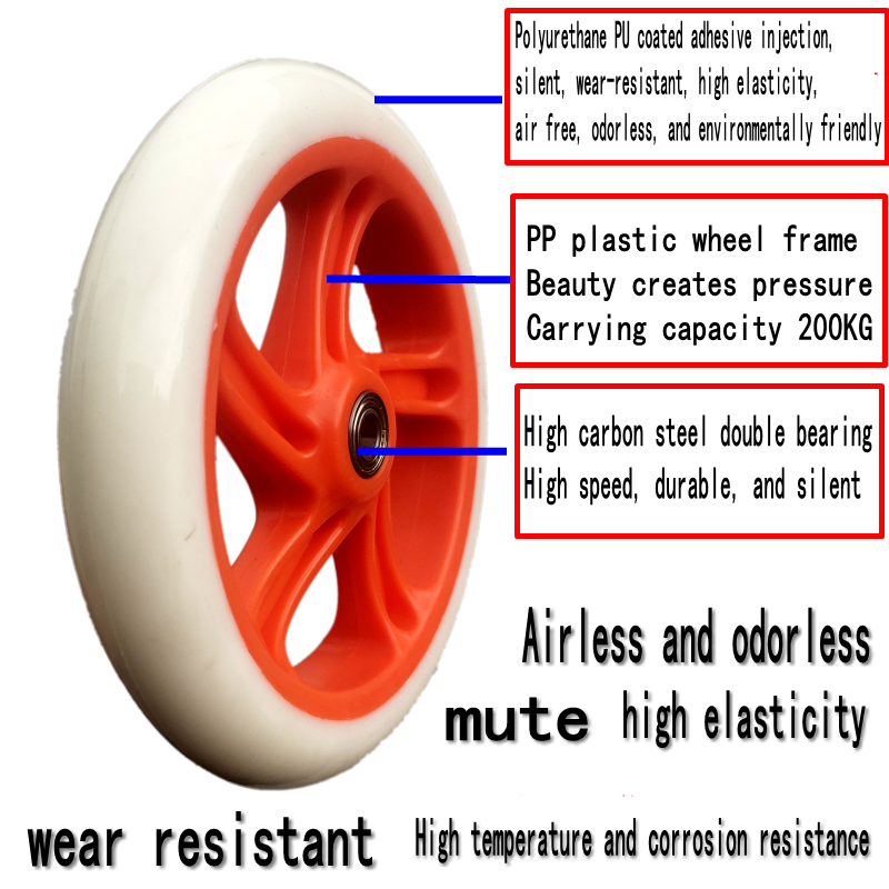 Ruedas de patinete en línea de PU para silla de ruedas, accesorios de patinaje artístico, 125mm, 145mm, 175mm, 180mm, 200mm