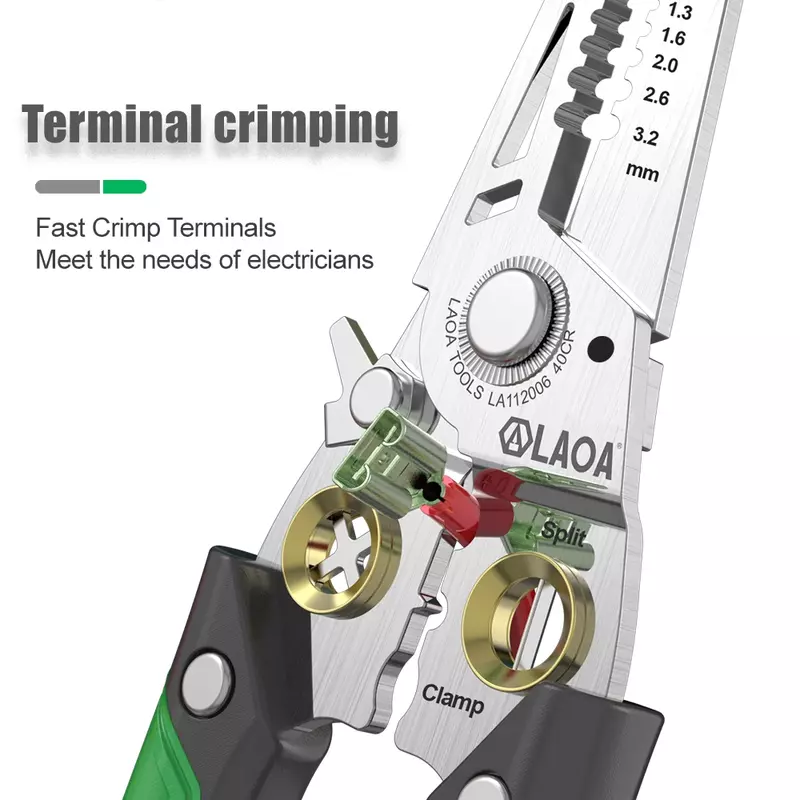 7.5 Inch Electrician Multifunctional Pliers Green Portable Decorative Repair Wire Stripper Wholesale Available LAOA