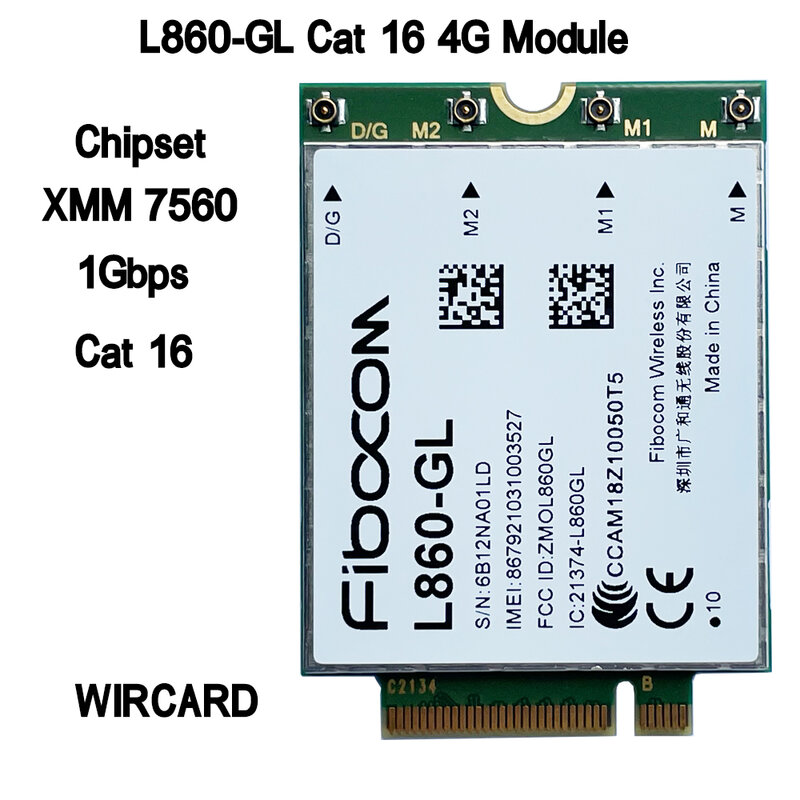 L860-GL FDD-LTE TDD-LTE Cat16 4G Module Thẻ 4G SP # L27188-001 Thẻ 4G Cho laptop HP