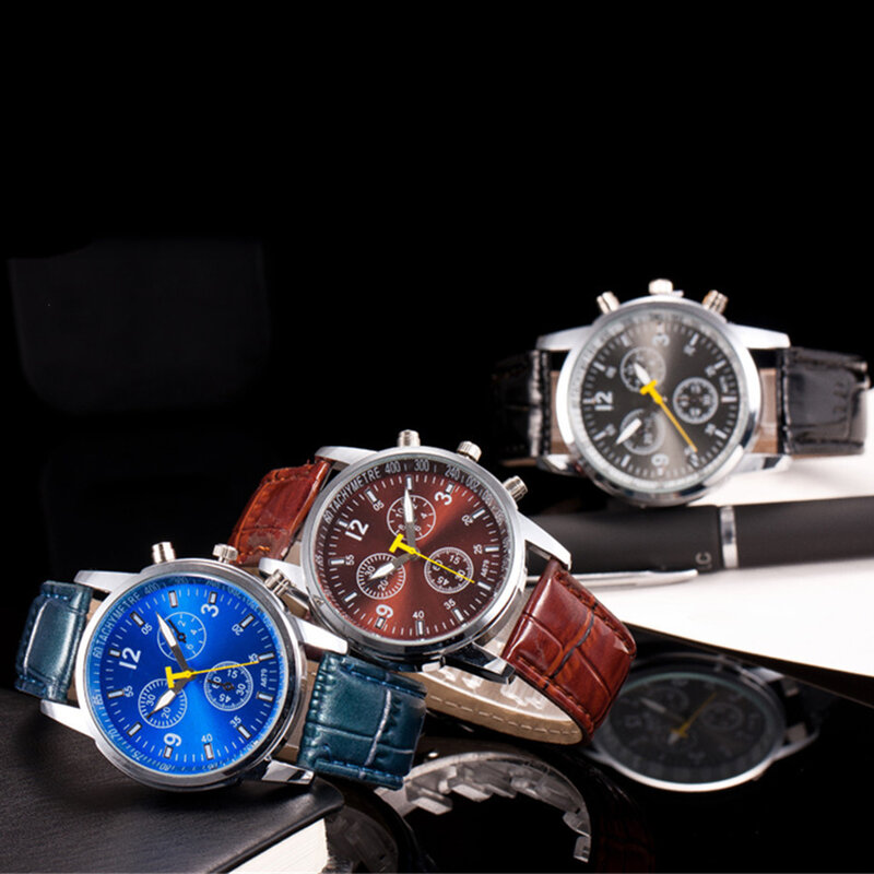 Мужские Аналоговые деловые часы с кожаным ремешком, маленькие рабочие кварцевые наручные часы с арабскими цифрами