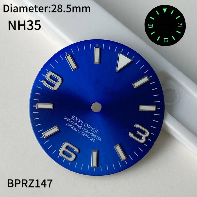 28.5มม. 369ลายพระอาทิตย์ที่เล็บ Explorer หน้าปัด NH35อุปกรณ์เสริมนาฬิกาออกแบบได้เอง