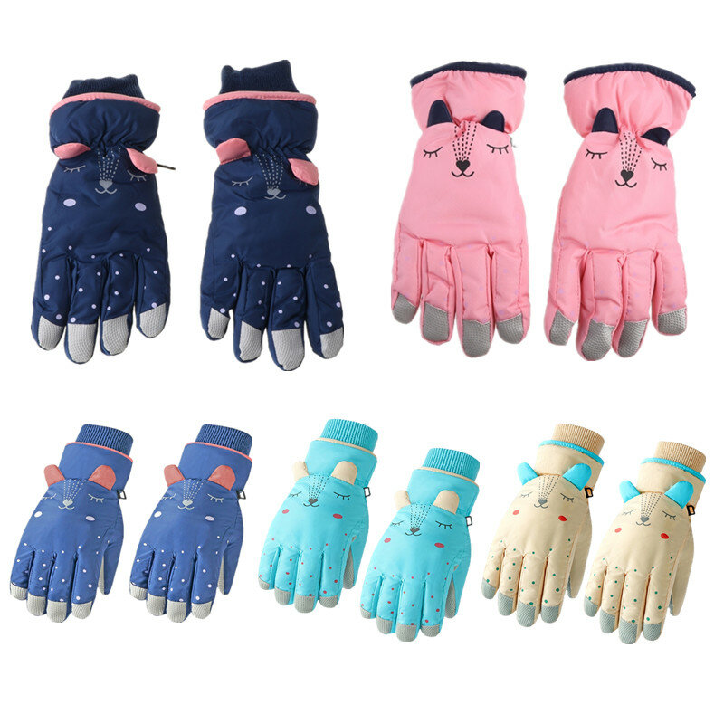 Neue Winter warme Baby handschuhe wasserdicht wind dicht Anti-Rutsch-Cartoon Kinder Sport handschuhe für Kinder gefüttert Fleece Outdoor-Handschuhe