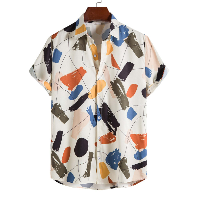 Blusa con estampado 3D de flores y rayas para hombre, camisas de playa hawaianas, camisas de viaje para fiesta, ropa de manga corta de gran tamaño