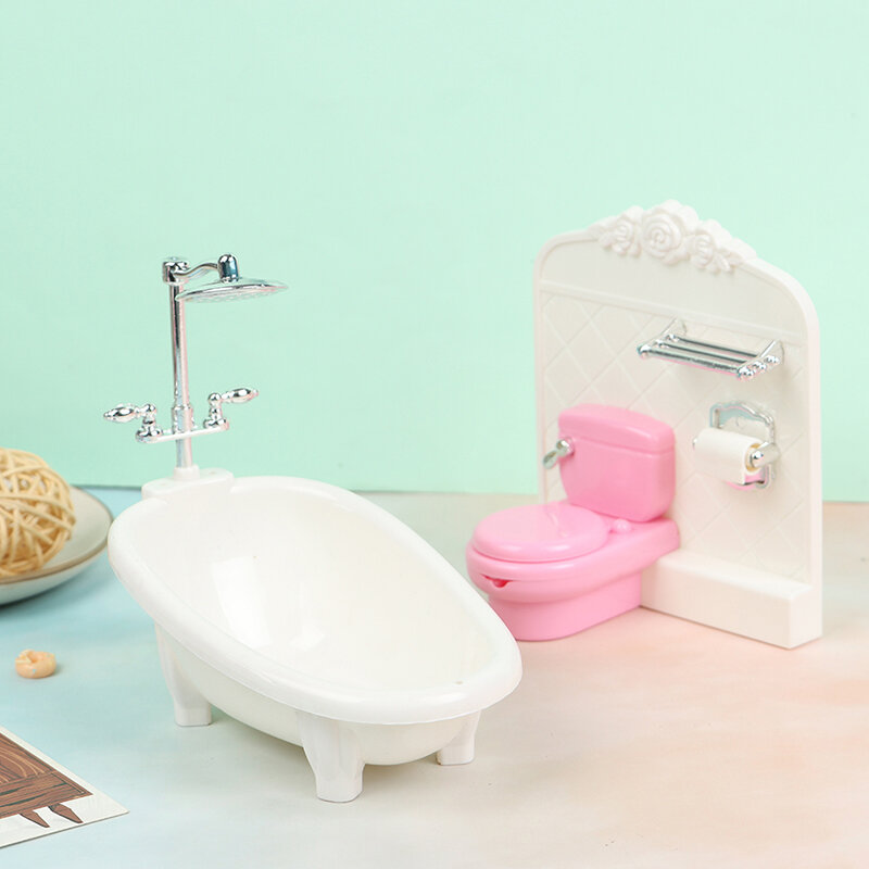 Banheira de simulação de boneca para crianças, lavatório, modelo de banheiro, menina brinquedos, decoração do banheiro, 1:12
