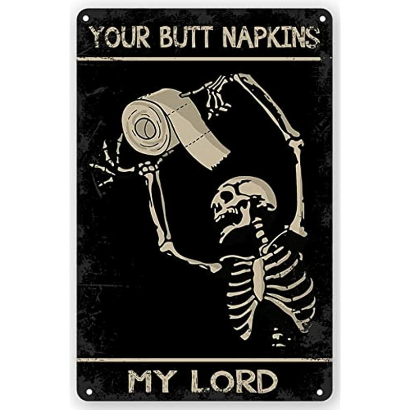 Funny Metal Retro Skeleton Decorate Tin Signs Wall Art Perfect For Home Washroom Bathroom Decoration