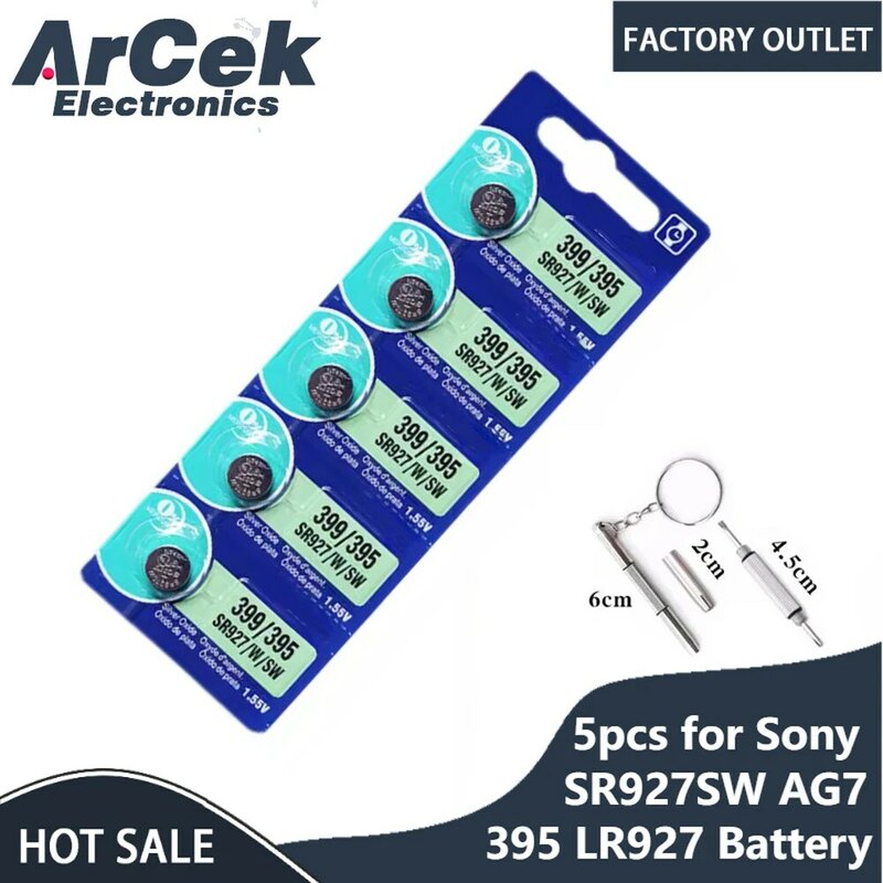 Batería de litio para reloj de juguete, pila de botón para Sony SR927SW AG7 395 LR927 395AL 926F 337 SR920SW SR920, 5 piezas