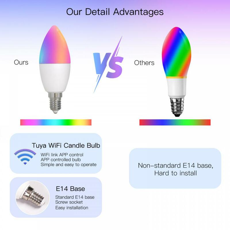 CORUI-bombilla inteligente E14 para el hogar, bombilla LED RGBCW con WiFi, regulable, Control por voz, Compatible con Alexa, Google Home, Yandex, Alice