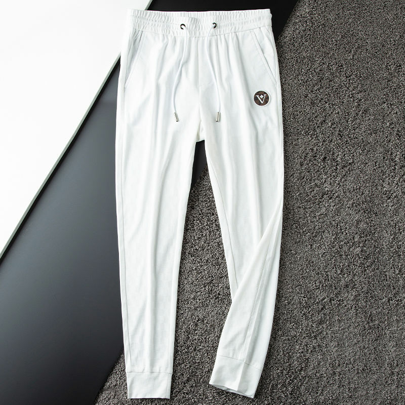 Pantalones blancos finos de Jacquard para hombre, Leggings ajustados de lujo, pantalones protectores de gama alta, Verano