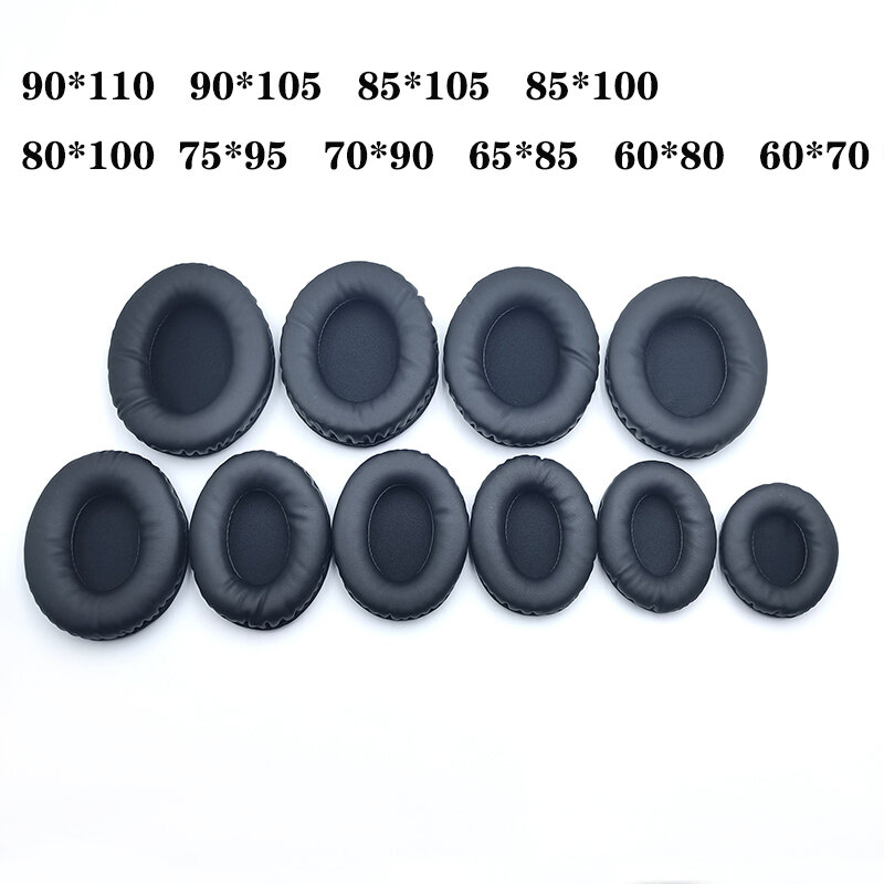 Oval Ear Pads For Headphones Covers Sponge Leather Foam Cushion 60*70 60*80 65*85 70*90 75*95 80*100 85*100 85*105 90*105 90*110