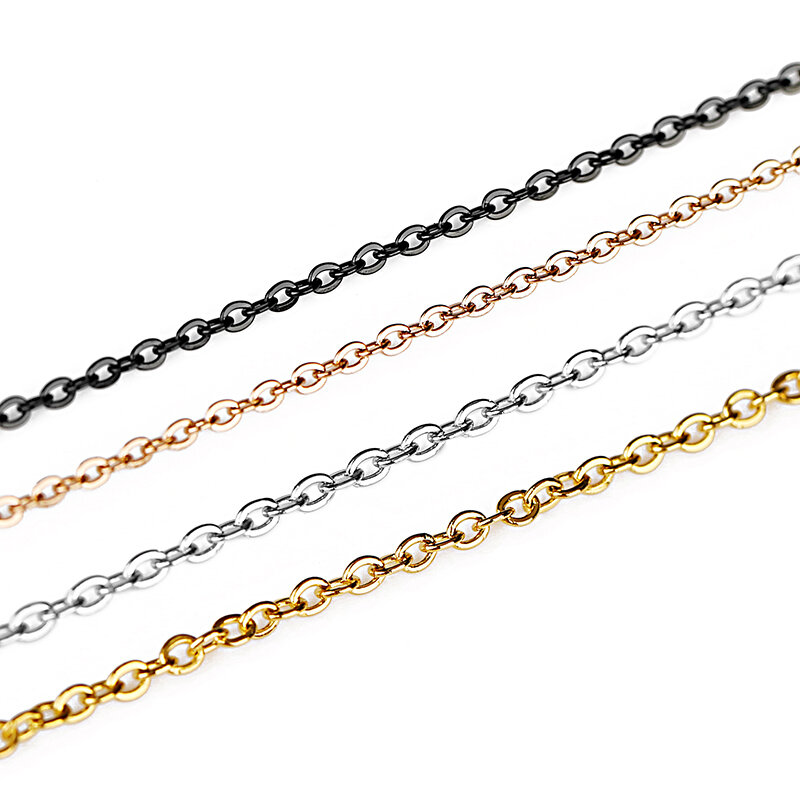 2 Meters 1-3mm Stainless Steel Rose Gold Chain Gold Link Chain Necklace Bulk Cable for DIY Jewelry Making Supplies Lot Wholesale