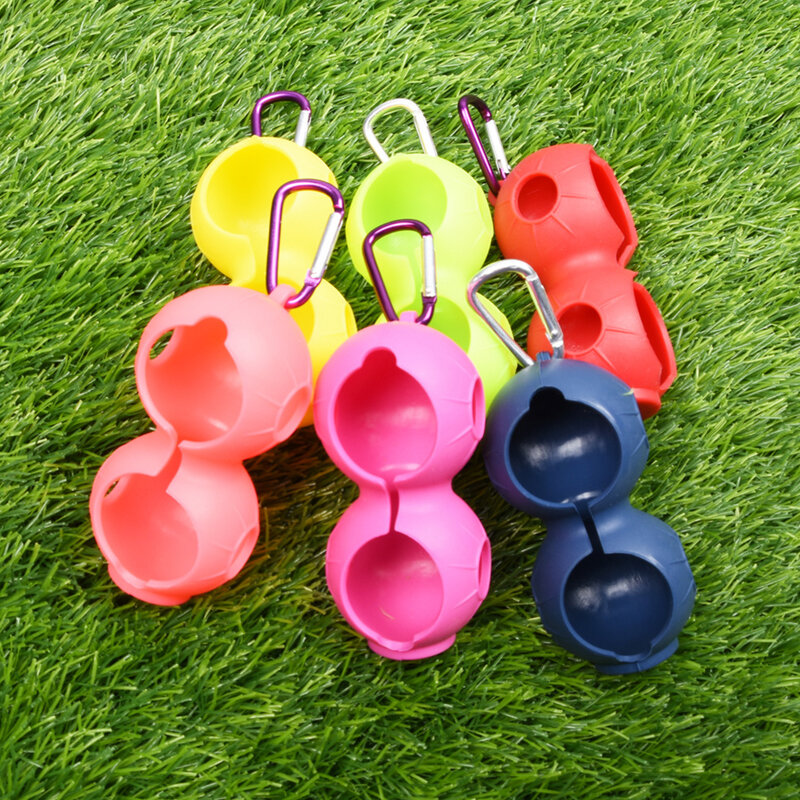 Soporte y Protector de pelota de Golf, llavero de Material de silicona con hebilla y mosquetón para 2 bolas, 6 colores disponibles