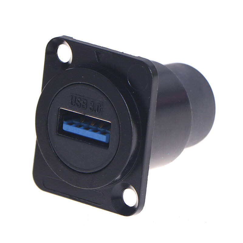 Conector USB 3,0 de doble canal, conector de montaje en Panel, Pvc negro y Metal tipo D, 1 unidad
