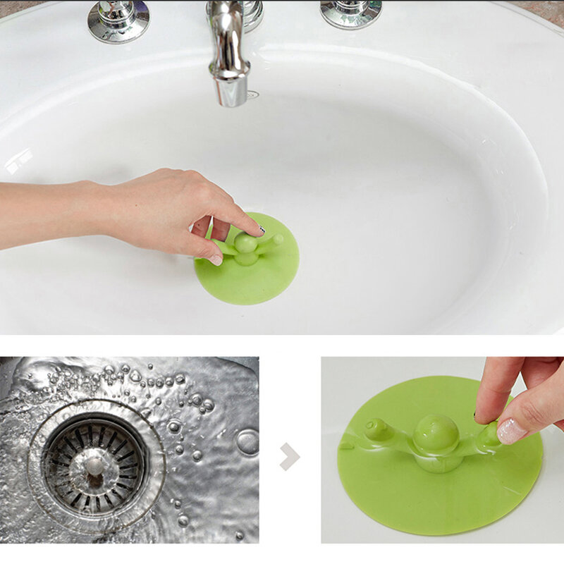 Home/Kitchen Washroom Bathroom Shower Waterproof Silicone Sink Plug Water Sink Bathtub Drainage Stopper Tool Hair Catchers