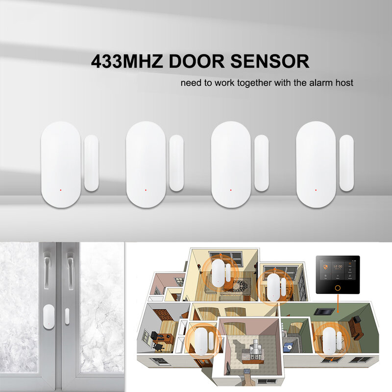TAIBOAN-Sensor de puerta y ventana inalámbrico, Panel de sistema de seguridad para el hogar, detección de puerta abierta, accesorios de alarma antirrobo EV1527, 433mhz