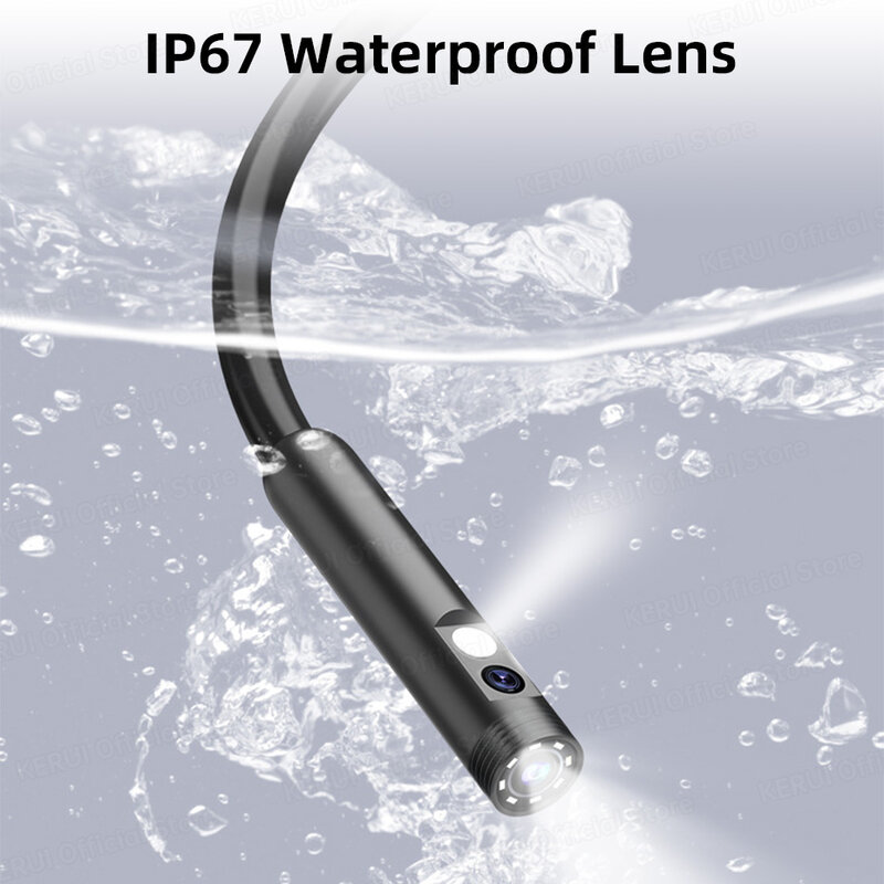 KERUI kamera endoskopi lensa ganda & tunggal, Borescope 1080 mAh tahan air pipa mobil IP67 layar IPS 4.3 P 2600"
