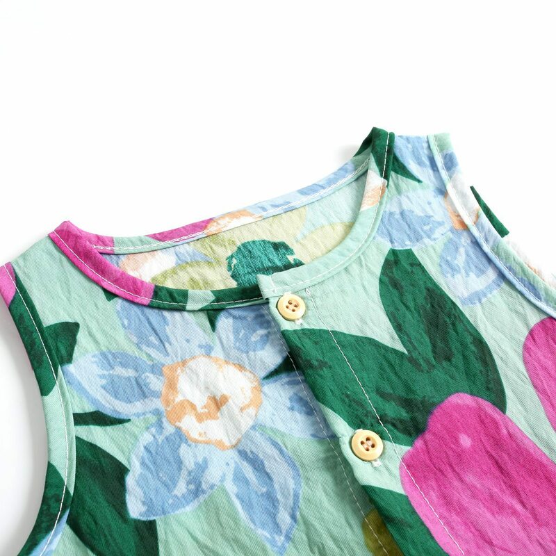 女の赤ちゃんのためのノースリーブの夏のボディスーツ、新生児のための綿の服
