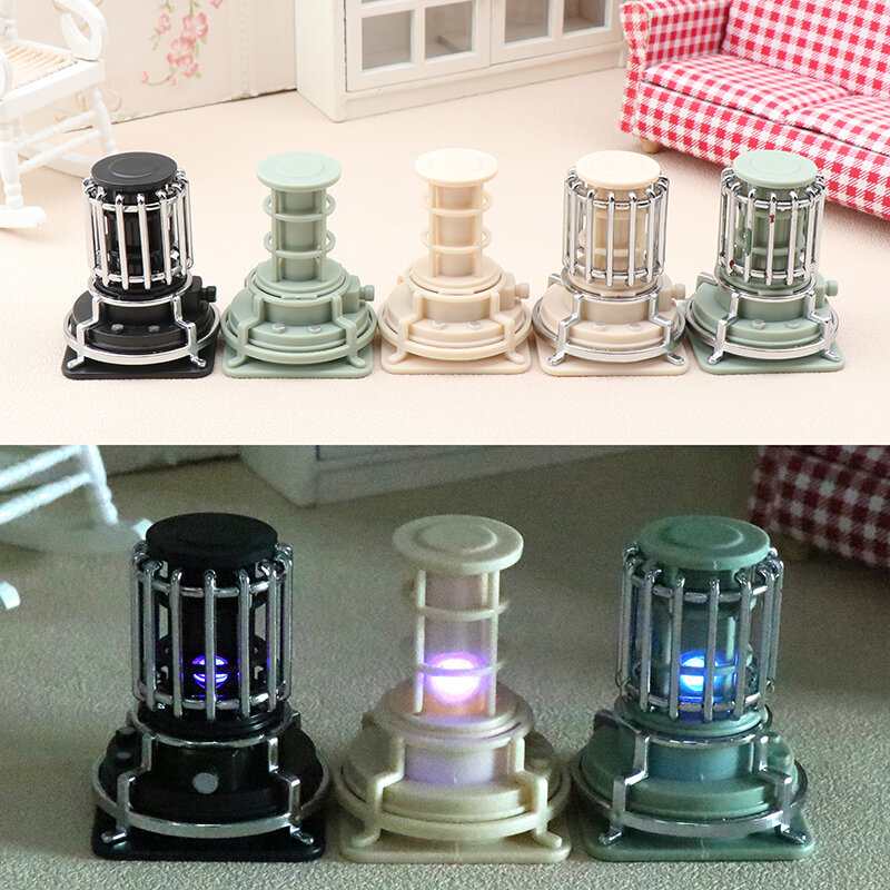 Dollhouse Miniature LED Fogão Brilhante, Mini Aquecedor, Móveis, Decoração de Casa, Boneca de Brinquedo, Acessórios, Modelo Fogão, 1:12