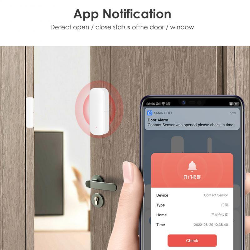 Tuya-Capteur de porte et fenêtre intelligent WiFi, détecteur ouvert et fermé, protection de sécurité à domicile intelligente, vie intelligente nous-mêmes avec Google Home Alexa