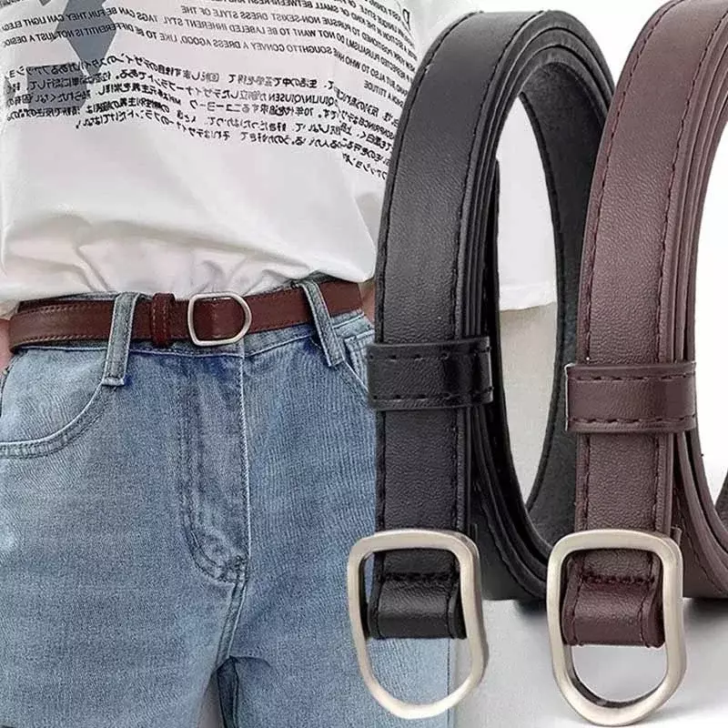 2024 Leather Women Belts New PU Simple Metal Buckle Belt Unisex Dress Jean Pants Waistband Belts for Lady Jeans Accessories