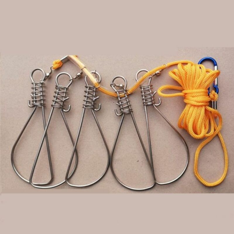 Nylon Rope Fishing Lock Buckle High Quality Fishing Accessories 5 Snaps Fishing Snaps Chain Stainless Steel Fish Lock Belt