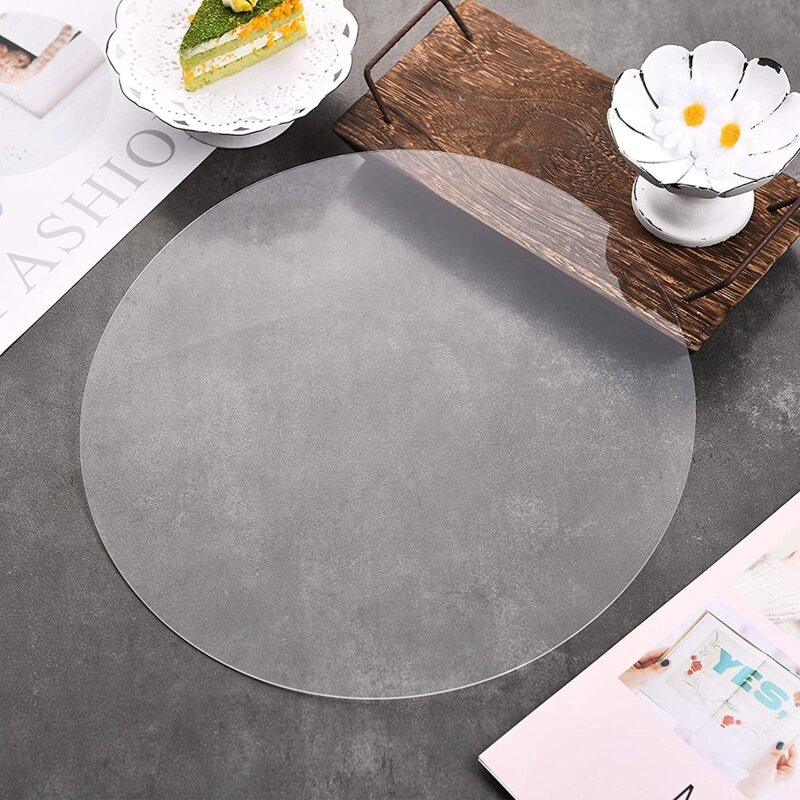 30Pack Acrylic Sheets Circle Panel Transparent Blank Board for Cake Decor