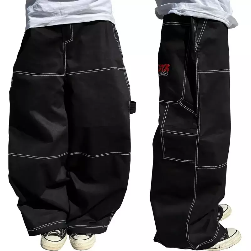 2024 уличные граффити хип-хоп фотографии Широкие штаны винтажные вышитые буквы Y2k мешковатые мужские джинсы прямые джинсы