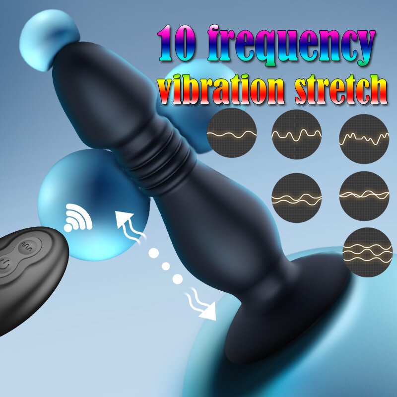Telescopic Anal Vibrators Butt Plug Vibrators Thrusting Male Prostate Massager Dildo Butt Plug Anal Masturbator Sex Toys for Men