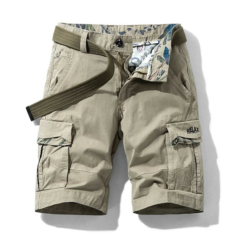 Summer Men Cargo Multi-Pocket Shorts Mens Fashion Cotton Solid Beach Shorts Men Spring Casual Joggers Shorts Male Dropshipping