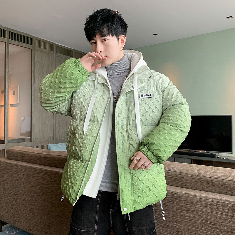 2022 versão coreana dos homens engrossar parkas moda inverno lazer jaqueta quente casal masculino solto casacos com capuz roupas dos homens