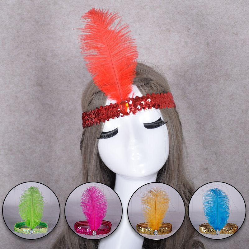 Charleston Feather Headbands Flapper accessori per abiti con paillettes Costume Hairband copricapo donna Ladies Fashion Party Jewelry New