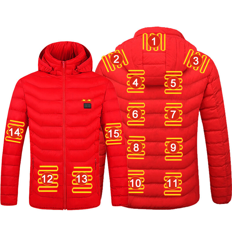 Зимние теплые куртки с USB-подогревом для мужчин и женщин, термостат, однотонная одежда с капюшоном и подогревом, водонепроницаемые теплые куртки