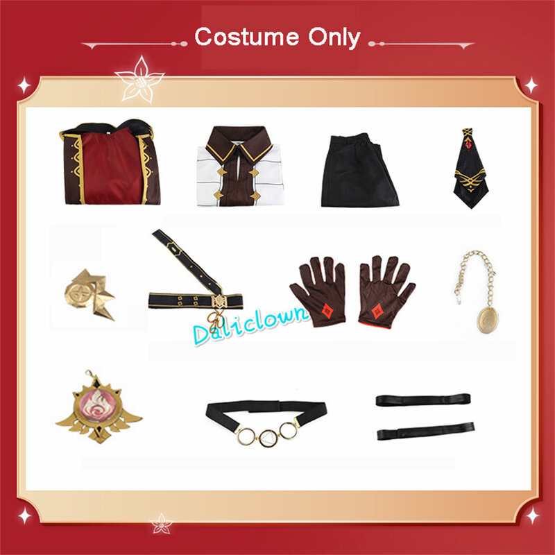 GenshinImpact Diluc Cosplay Costume Uniform Shoes Wig Anime Diluk Ragnvindr Cosplay Halloween Costume For Men Game