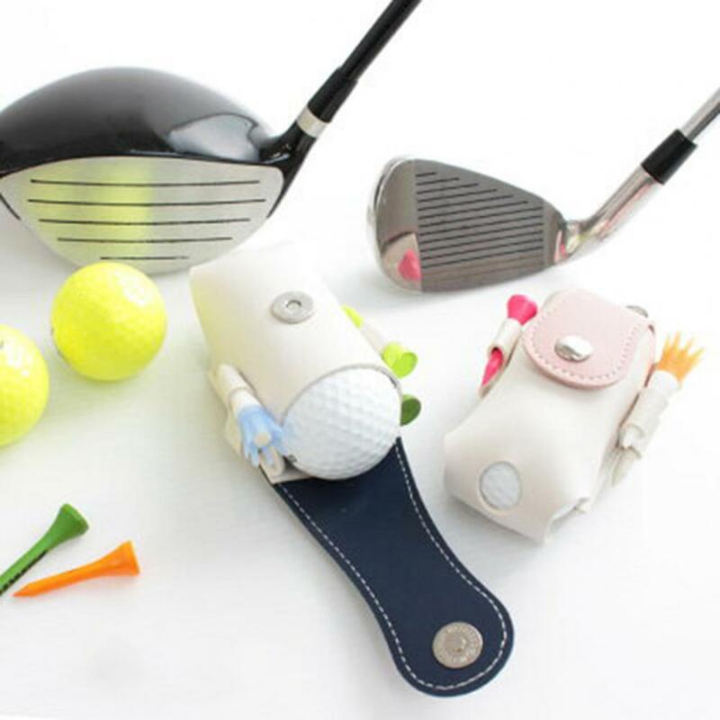 Golf Storage Bag Anti-scratch Waterproof Clasp Tightly Faux Leather Hang On Waist Golf Ball Storage Pouch Golf Sports