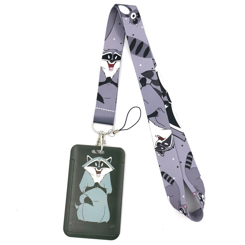 Raccoon หมีแฟชั่น Lanyard ID Badge ผู้ถือ Bus Pass ฝาครอบ Slip Bank บัตรเครดิตผู้ถือการ์ดผู้ถือ