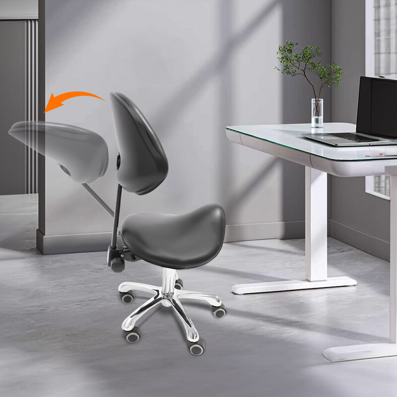 Sedia sgabello da sella regolabile con supporto per la schiena sedile ergonomico per estetista rotante per clinica parrucchiere laboratorio Home Office