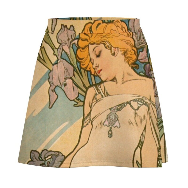 The FLOWERS - IRIS Alphonse Mucha Mini Skirt summer clothes Skirt pants