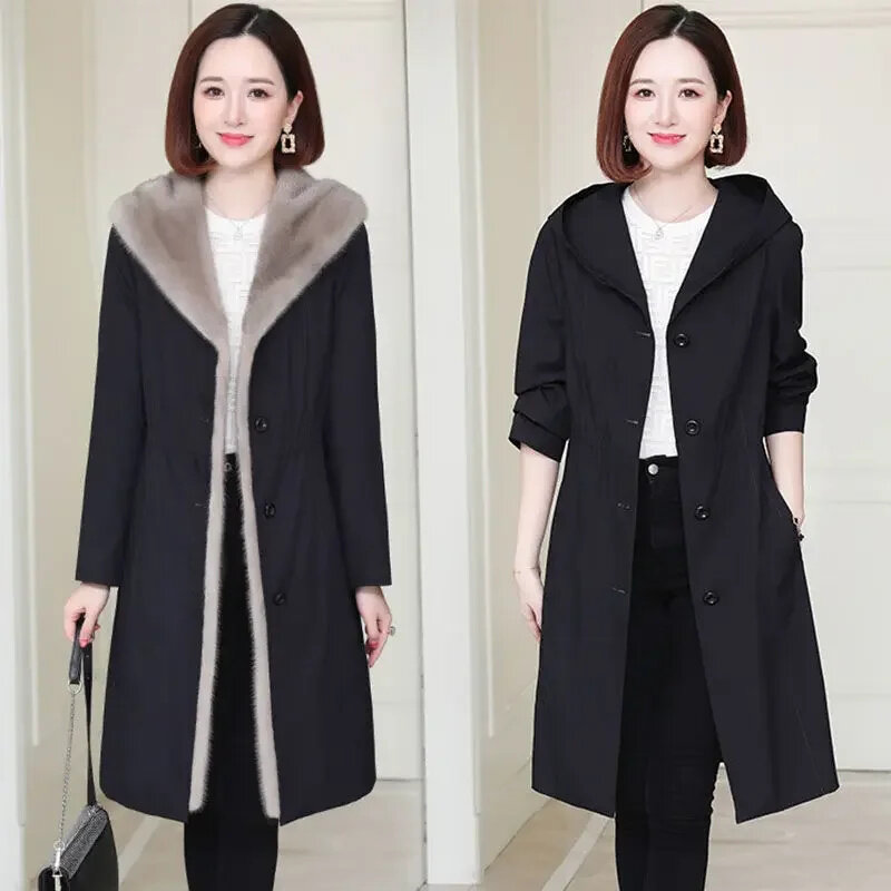 Super Hot Winter Women's Coat Faux Fur Long Thicken Overcoat Detachable Inner Tank